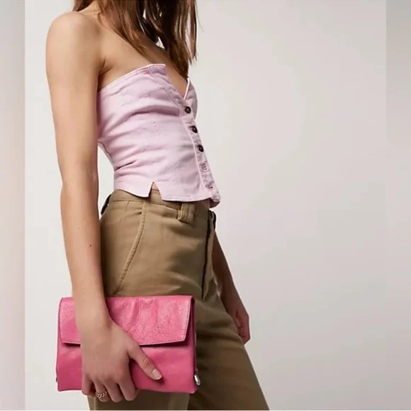 Free People Nicola Crossbody Leather Bag Pink - Picture 3 of 15